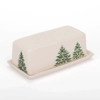 Evergreen Trees Embossed Butter Dish