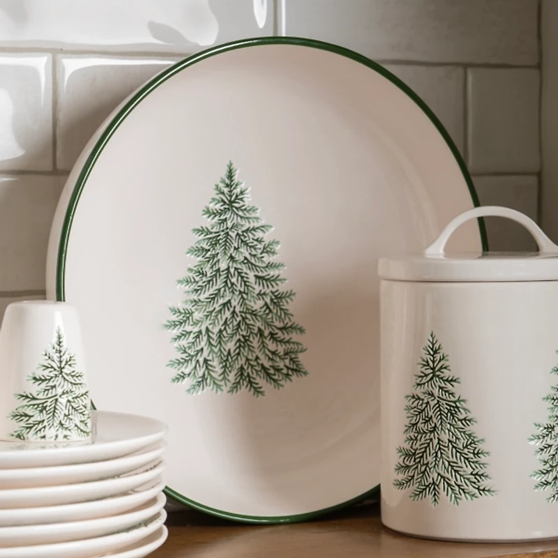 Evergreen Trees Embossed Serving Bowl