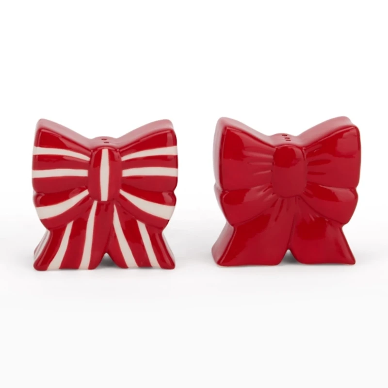 Red Christmas Bow Salt & Pepper Shaker Set