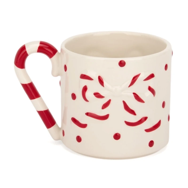 Candy Cane Bow Christmas Mug