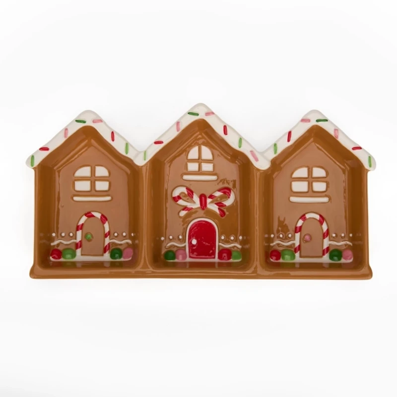 Gingerbread House 3-Section Server
