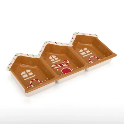 Gingerbread House 3-Section Server