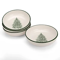 Evergreen Trees Embossed Dinner Bowls, Set of 4