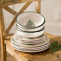 Evergreen Trees Embossed Dinner Plates, Set of 4