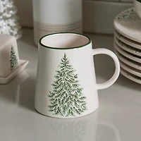 Evergreen Trees Embossed Mugs, Set of 4