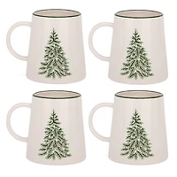 Evergreen Trees Embossed Mugs, Set of 4