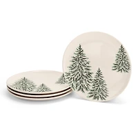 Evergreen Trees Embossed Salad Plates, Set of 4