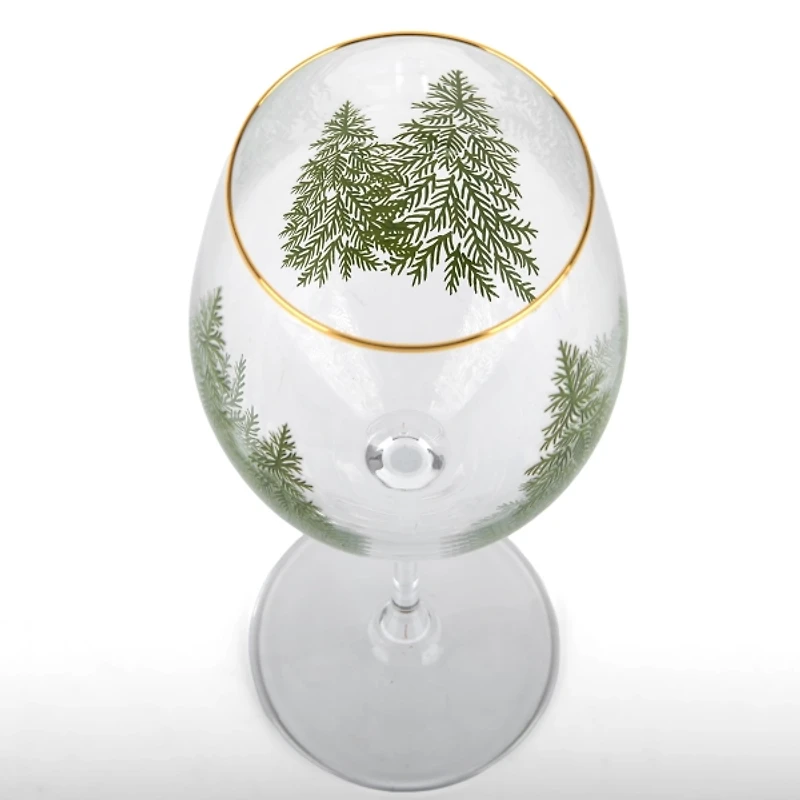 Evergreen Trees Embossed Wine Glass