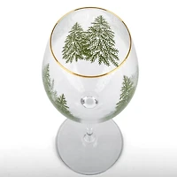 Evergreen Trees Embossed Wine Glass