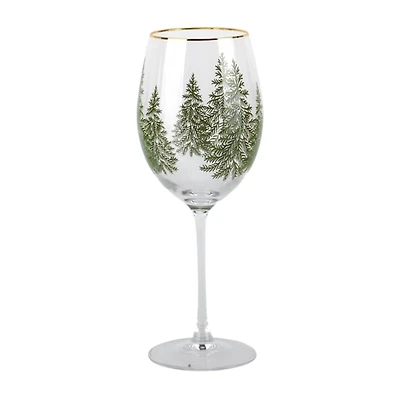 Evergreen Trees Embossed Wine Glass