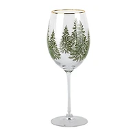 Evergreen Trees Embossed Wine Glass