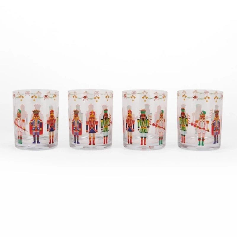 Holly Nutcracker Old Fashioned Glasses, Set of 4