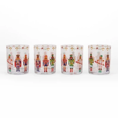 Holly Nutcracker Old Fashioned Glasses, Set of 4