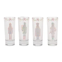 Holly Nutcracker Shot Glasses, Set of 4