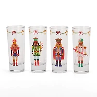 Holly Nutcracker Shot Glasses, Set of 4