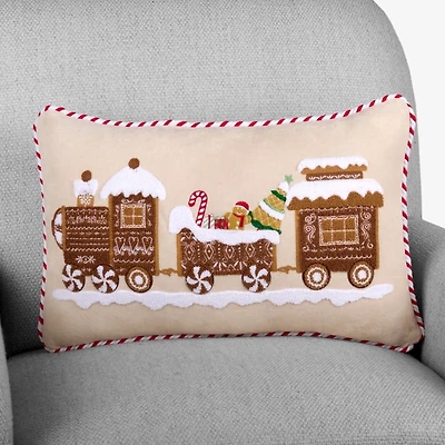 Gingerbread Train Lumbar Pillow