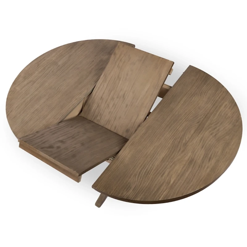 Round French Gray Wood Dining Table