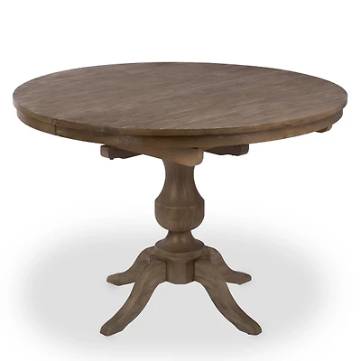Round French Gray Wood Dining Table