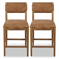 Camel Faux Leather Counter Stools, Set of 2