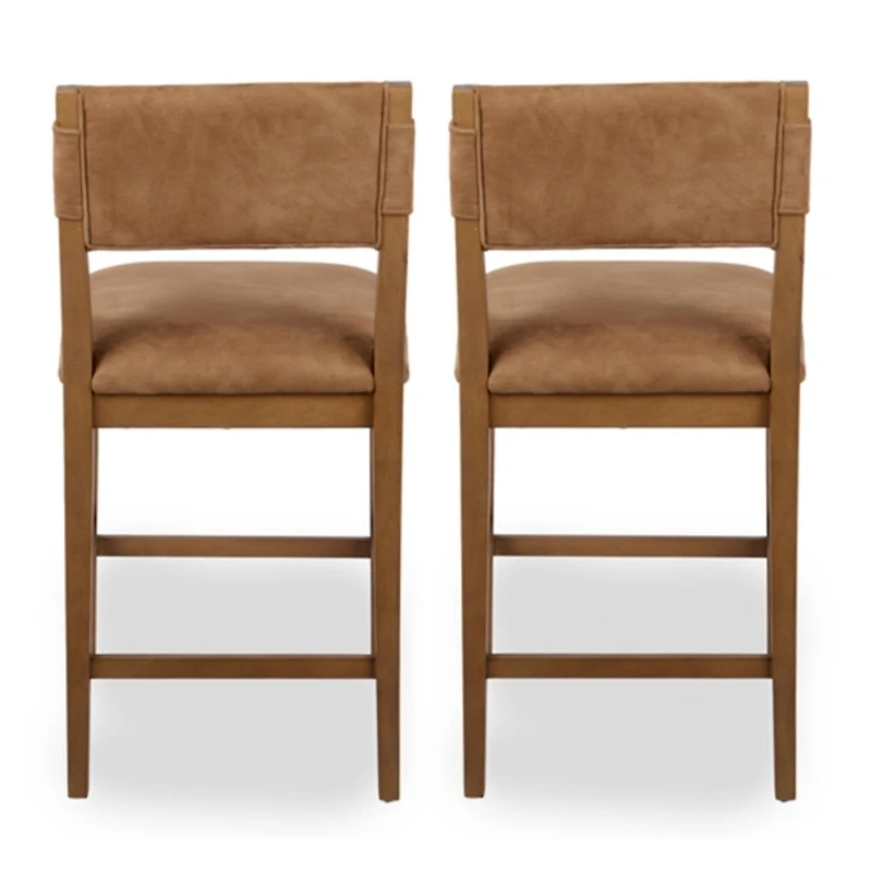 Camel Faux Leather Counter Stools, Set of 2