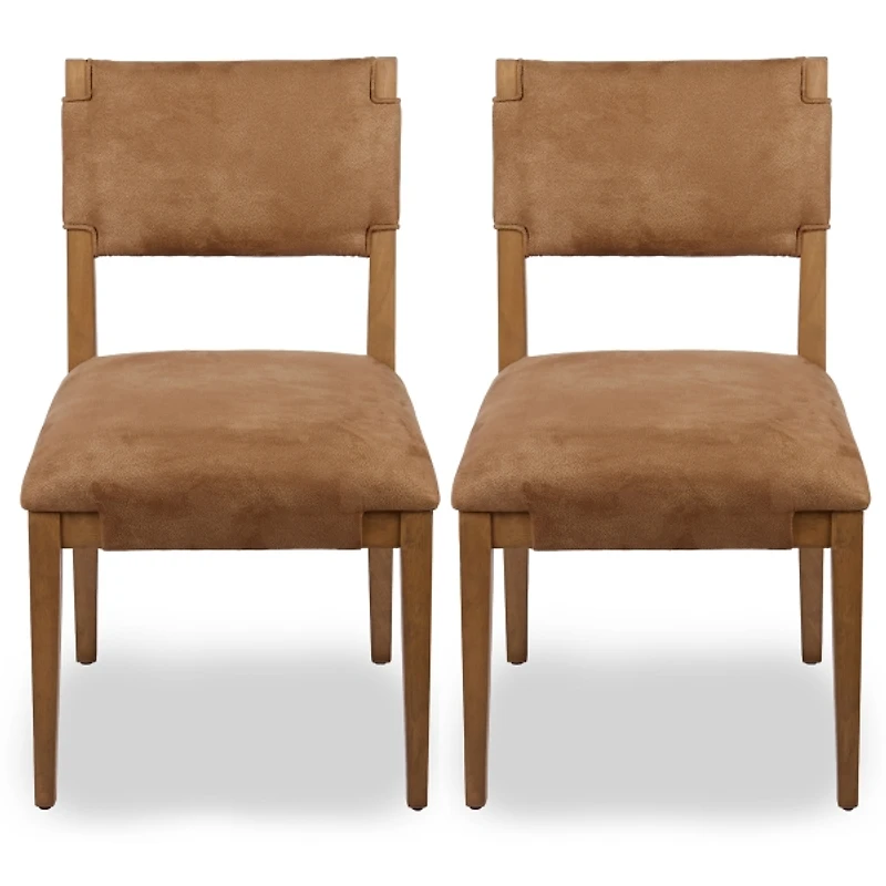 Camel Faux Leather Dining Chairs, Set of 2