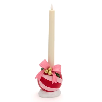 Pink & Red Ornament Taper Candle Holder, 6 in.