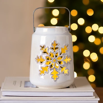 LED White Snowflake Lantern