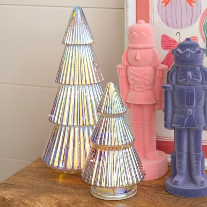 LED Pink Iridescent Glass Tree, 12 in.