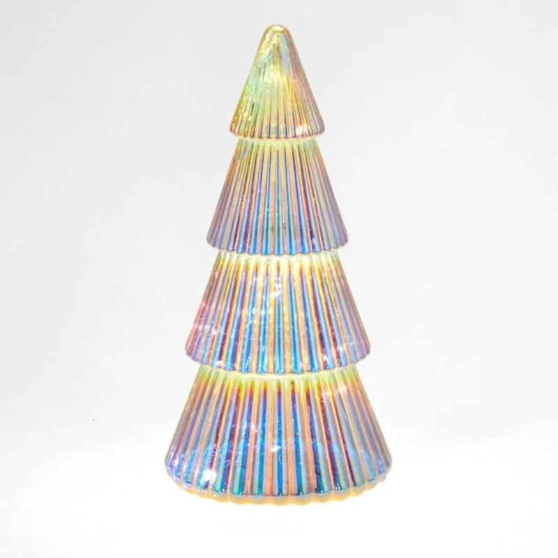 LED Pink Iridescent Glass Tree, 12 in.