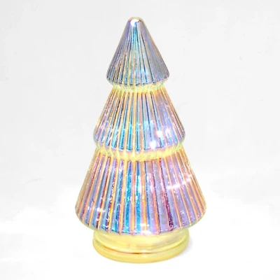 LED Pink Iridescent Glass Tree, 7.5 in.