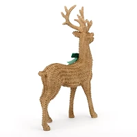 Brown Rattan Deer Figurine with Bow, 17 in.