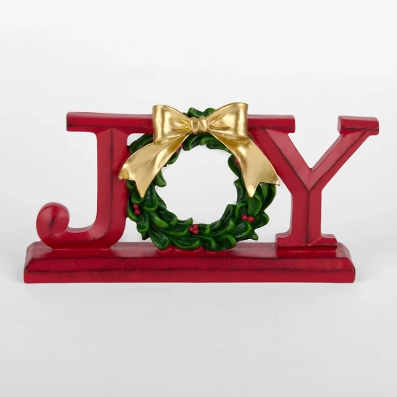 Red Joy Wreath Tabletop Sign