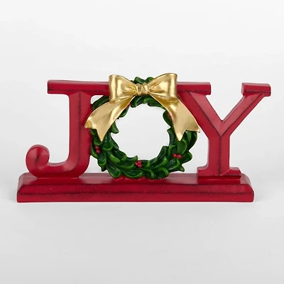 Red Joy Wreath Tabletop Sign