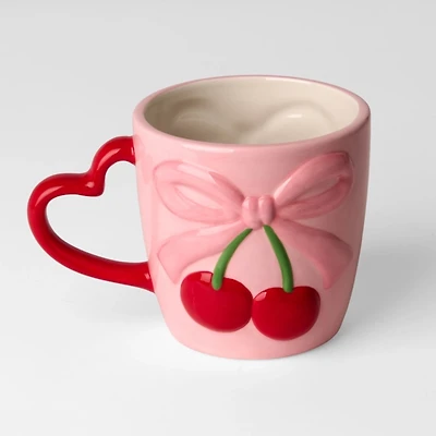 Cherry Bow Heart Handle Mug