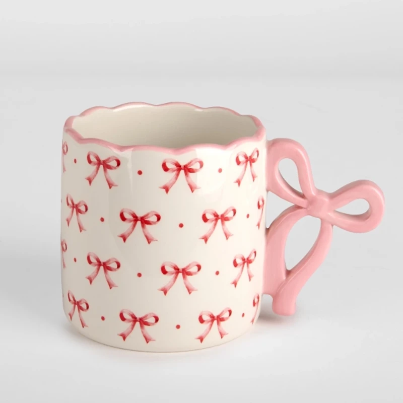Pink Bow Scalloped Mug