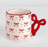 Red Bow Scalloped Mug