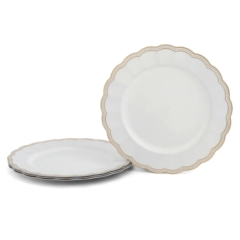 White Scalloped Chargers, Set of 4