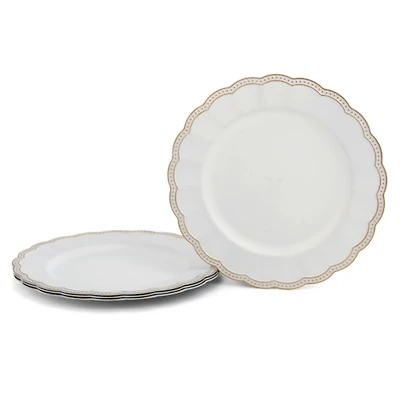 White Scalloped Chargers, Set of 4
