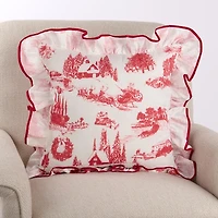 Red Toile Merry Christmas Pillow