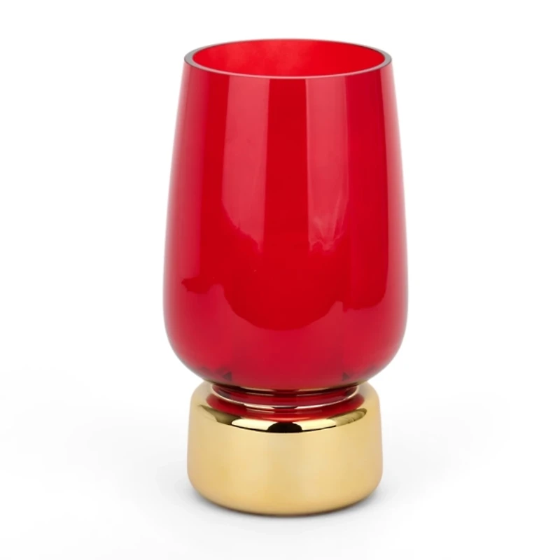 Red Glass Hurricane, 11 in.