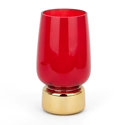 Red Glass Hurricane, 11 in.