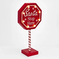 LED Santa Stop Here Tabletop Sign