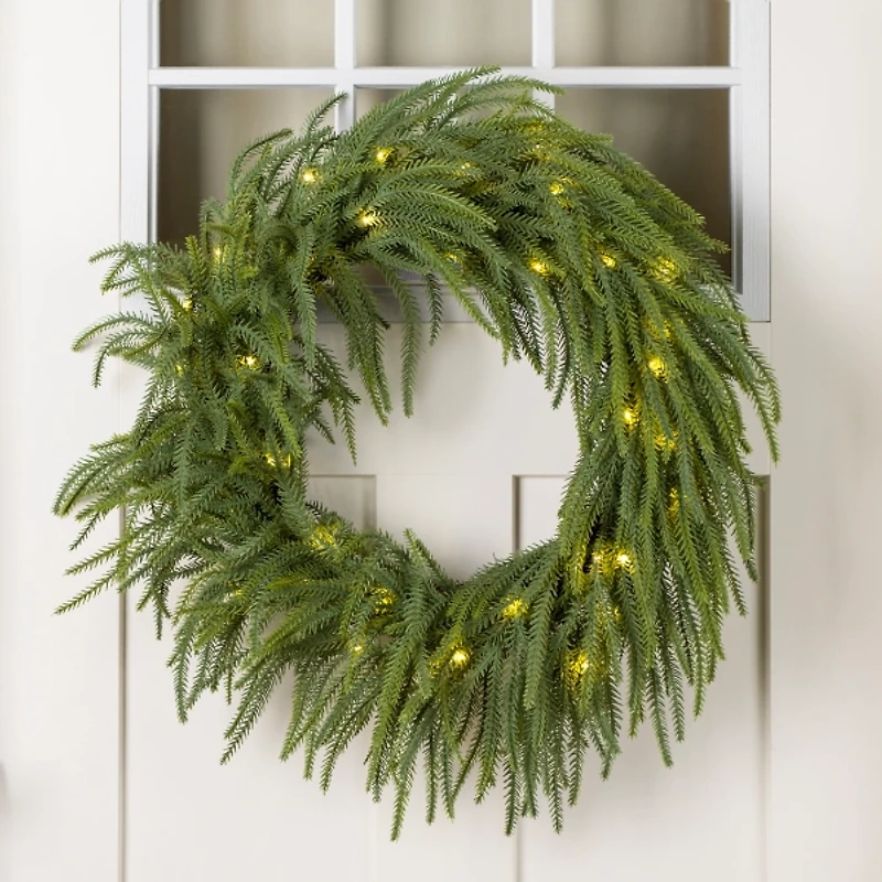 Pre-Lit Norfolk Greenery Christmas Wreath