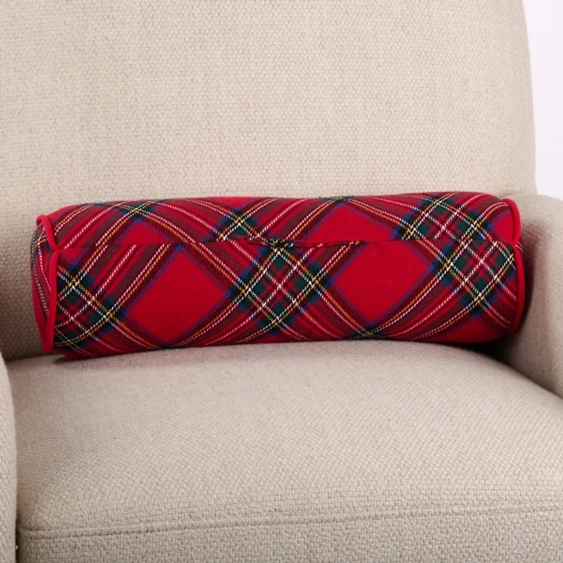Beaded Merry Plaid Bolster Pillow