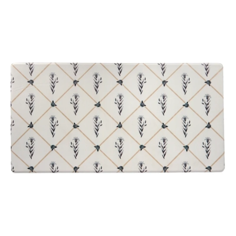 Blue and White Floral Kitchen Mat