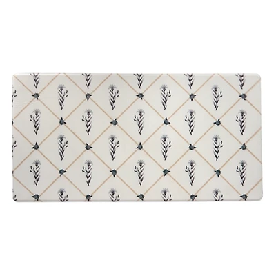 Blue and White Floral Kitchen Mat