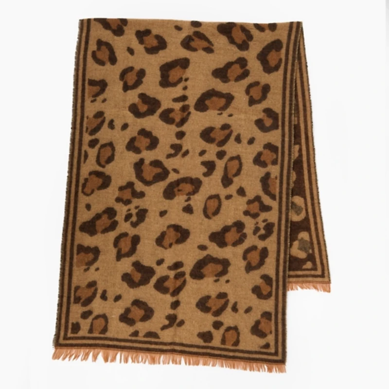 Brown Leopard Print Scarf