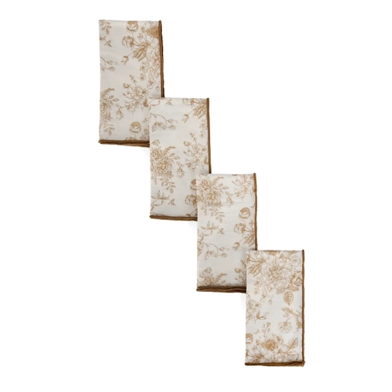 Dark Taupe Toile Napkins, Set of 4