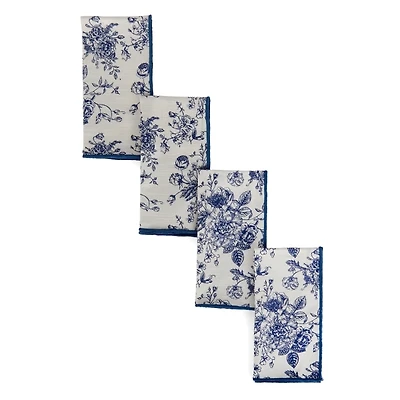 Dark Blue Toile Napkins, Set of 4