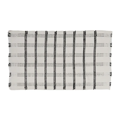 Ivory and Taupe Plaid Scatter Rug